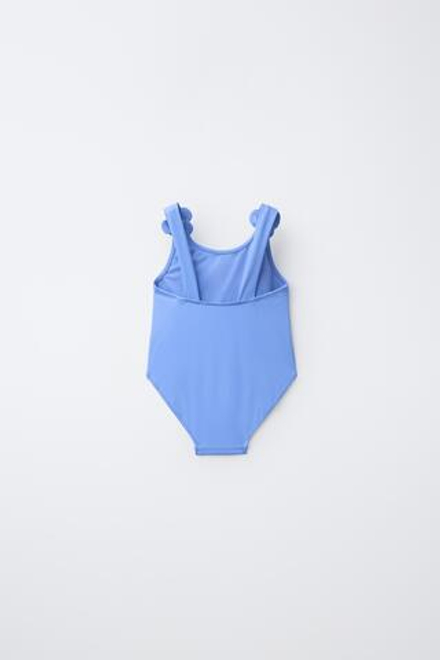 ZARA УПАЛЬНИК С ЦВЕТАМИ 3D, ВЫЦВЕТШИЙ СИНИЙ