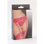 Кружевной пояс для чулок в комплекте с трусиками кружевными (Цвет: красный)