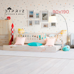 Односпальная кровать 90х190 Лили с выдвижным спальным местом из массива сосны, лак