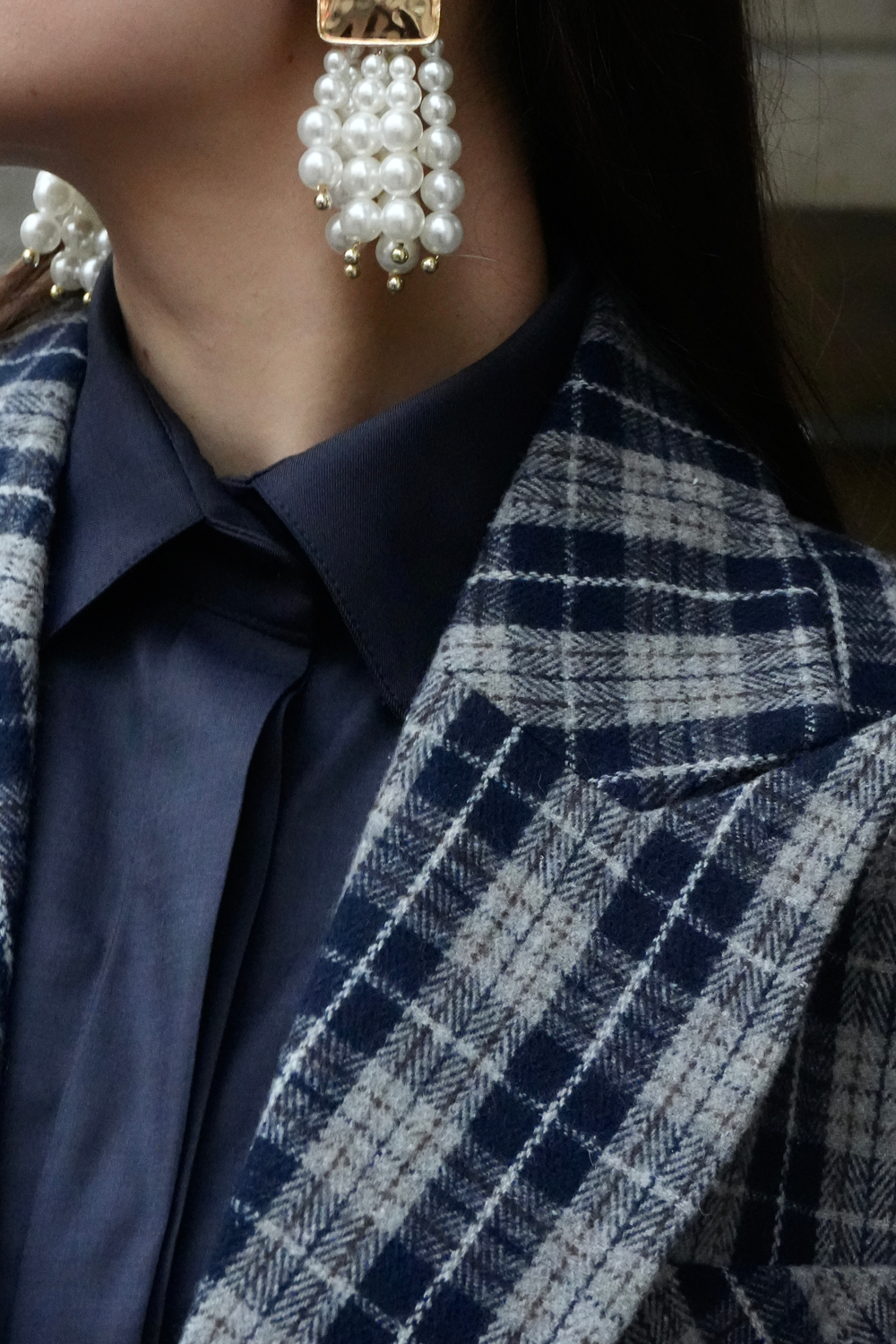 Пальто-пиджак Синий в клетку