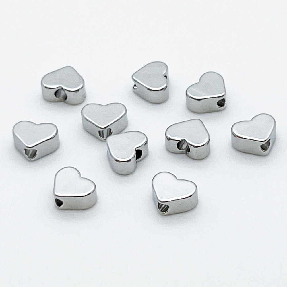 Бусина Сердце, цвет серебро, размер 6*7 мм, цена за 1 шт