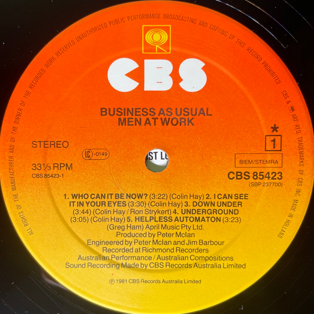 Men At Work - Business As Usual (Голландия 1981г.)