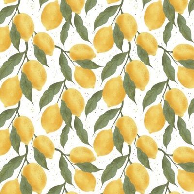 Паттерн с лимонами. Ветки лимона