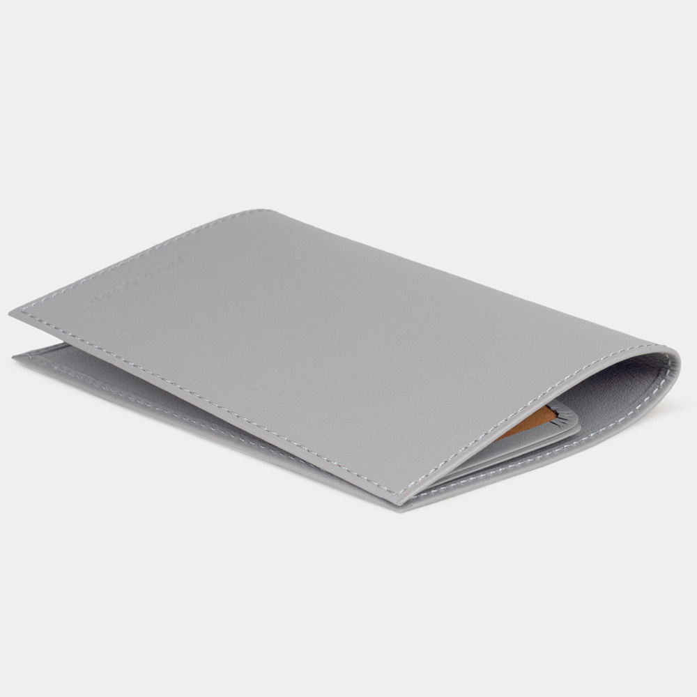 Обложка для паспорта из натуральной кожи теленка, серого цвета
