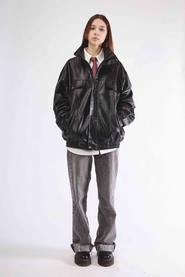 Куртка Кожанка Винтажная черная - фото 6