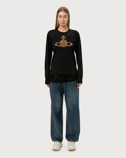 VIVIENNE WESTWOOD RED LABEL ЛОНГСЛИВ ЧЕРНЫЙ С АППЛИКАЦИЕЙ ВИДЕ ЛОГОТИПА БРЕНДА