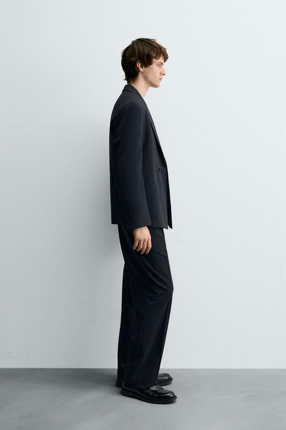 ZARA КОСТЮМНЫЕ БРЮКИ В ПОЛОСКУ, ТЕМНО-СИНИЙ