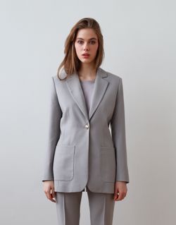 Пиджак полуприлегающий серый из итальянской вискозы