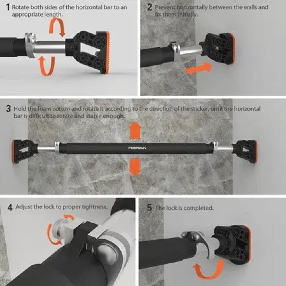 Турник дверной распорный FED-XM0103, 72-94 см (нагрузка до 100 кг)