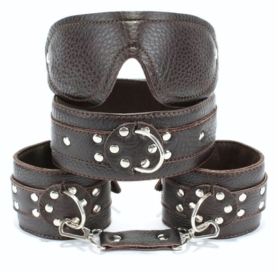 Набор БДСМ-аксессуаров из мягкой коричневой кожи (Цвет: коричневый)