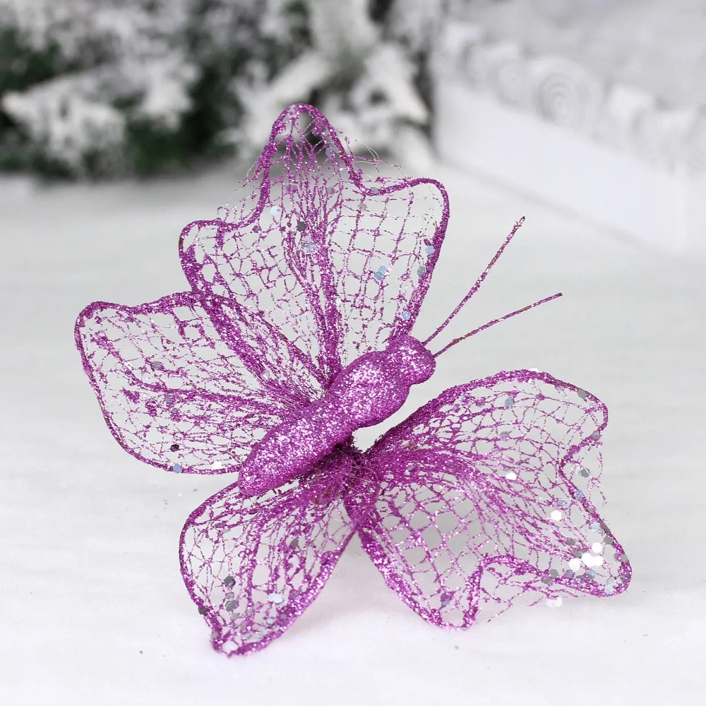 Украшение новогоднее «Сияющая бабочка» 18*15 см, Сиреневый