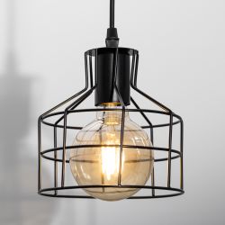 Светильник подвесной (подвес) ЭРА PL9 BK металл, E27, max 60W, высота плафона 230мм, подвеса 800мм, черный