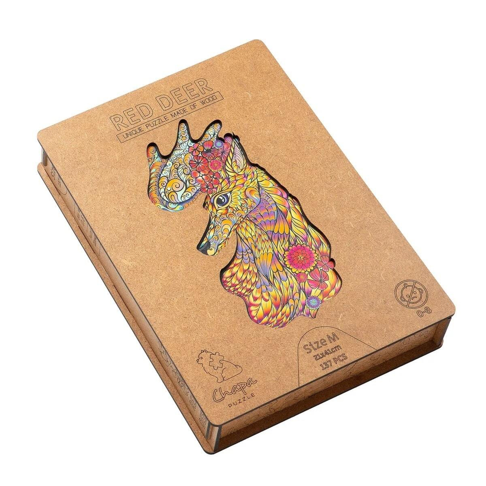 Благородный олень Chapa - Деревянные пазлы разной формы, уникальные картины которые вы собираете сами
