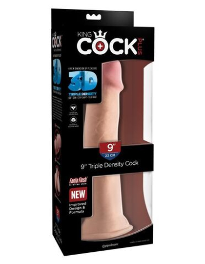 King Cock Plus 9 Triple Density Cock - Flesh - Фаллоимитатор на присоске Тройная плотность