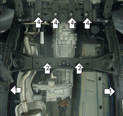 Защита КПП, Разд. коробки. 3 мм, Сталь. для Volkswagen Amarok 2010-2016 MOTODOR.12709