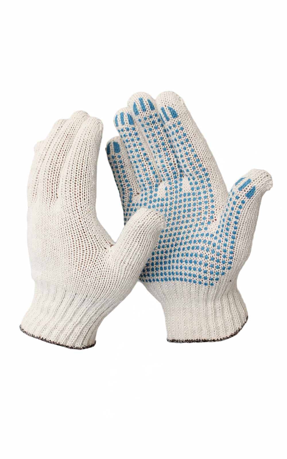 Перчатки х/б 6 нитей ПВХ точка Белые (10шт/уп)(300шт/меш)