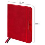 Ежедневник датированный 2025, А5, 151х213 мм, BRAUBERG "Note", под кожу, держатель для ручки, резинка-фиксатор, красный, 115932