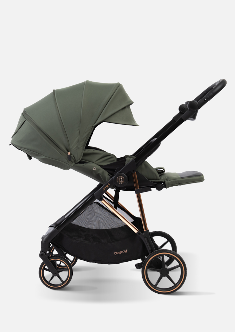 Peppy Коляска прогулочная Amici (Green) рама Black
