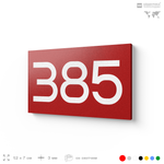 Номер на дверь 385, табличка на дверь для офиса, квартиры, кабинета, аудитории, склада, красная 120х70 мм, Айдентика Технолоджи