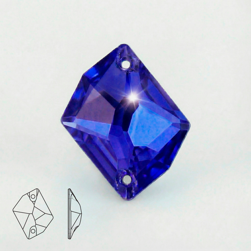 Стразы пришивные из стекла, цвет Sapphire, форма Cosmic