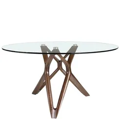 Стол Angel Cerda 1108 Ø120, орех, закаленное стекло