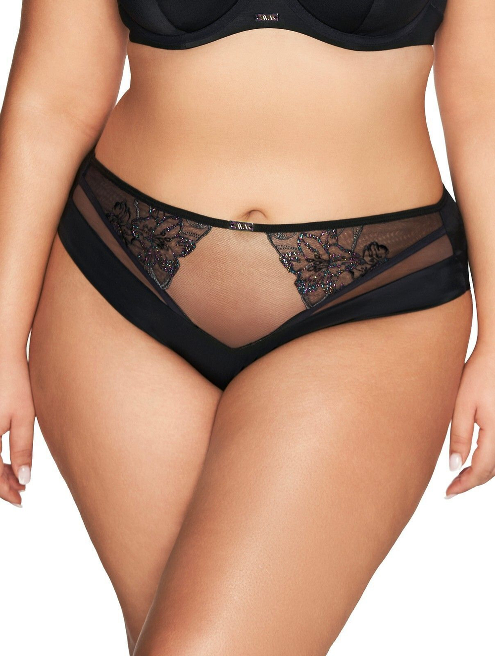 Трусики-слипы Tropea с вышивкой люрексом (Размер: XXL) (Цвет: черный)