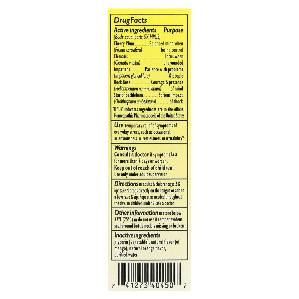 Bach, Rescue Remedy® Dropper, средство для снятия стресса, апельсин и манго, 20 мл (0,7 жидк. Унции)