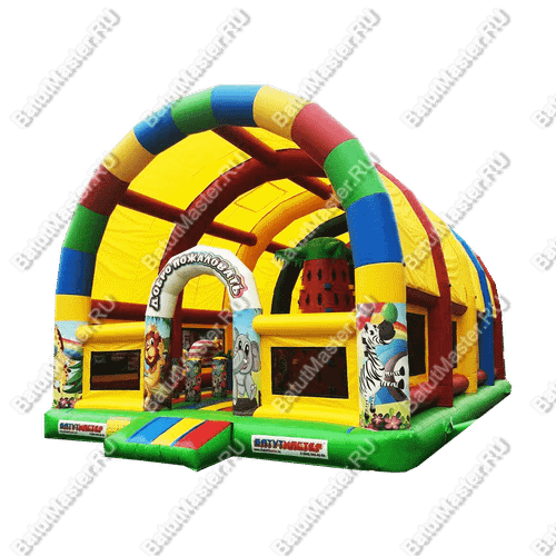 Надувной батут "Страна Сафария" с крышей и пневмопушками