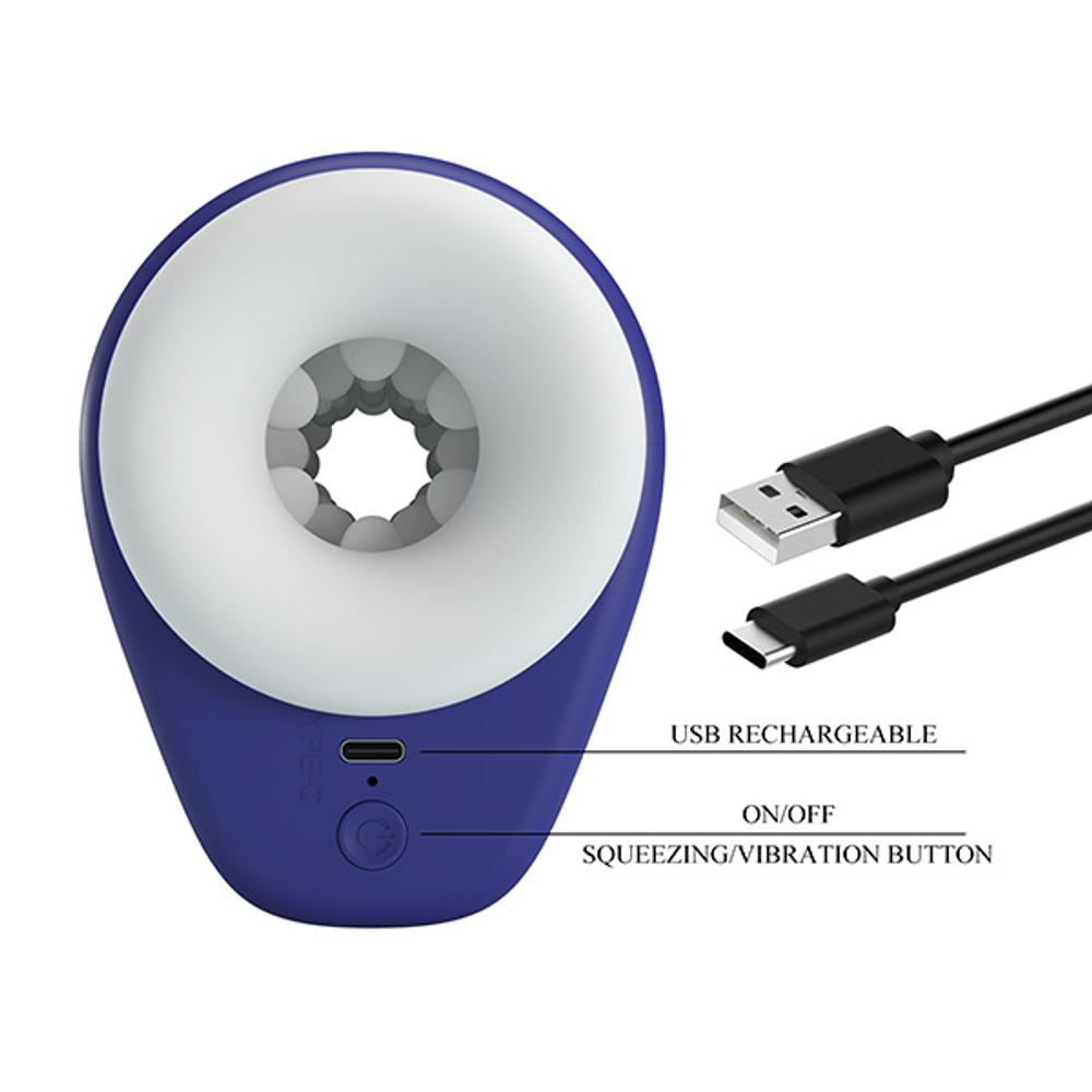 Синий автоматический вибромастурбатор 15,6см c функцией сжатия Pretty Love Masturbator DJ Lady BM-00900T92