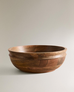 Zara Home салатник из дерева, цвет бежевый, 30 см