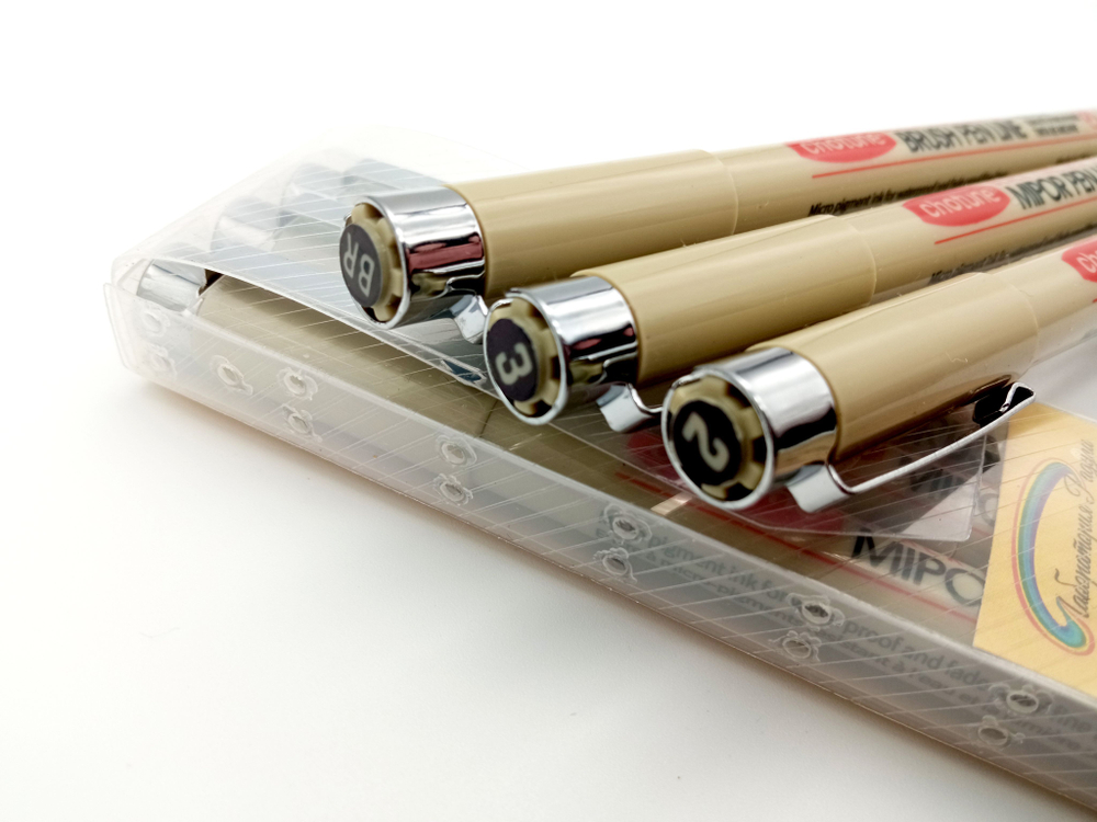 Комплект из 3-х линеров для скетчинга (в пенале)/ толщина линеров 2, 3, BR (2мм; 3мм; BR)