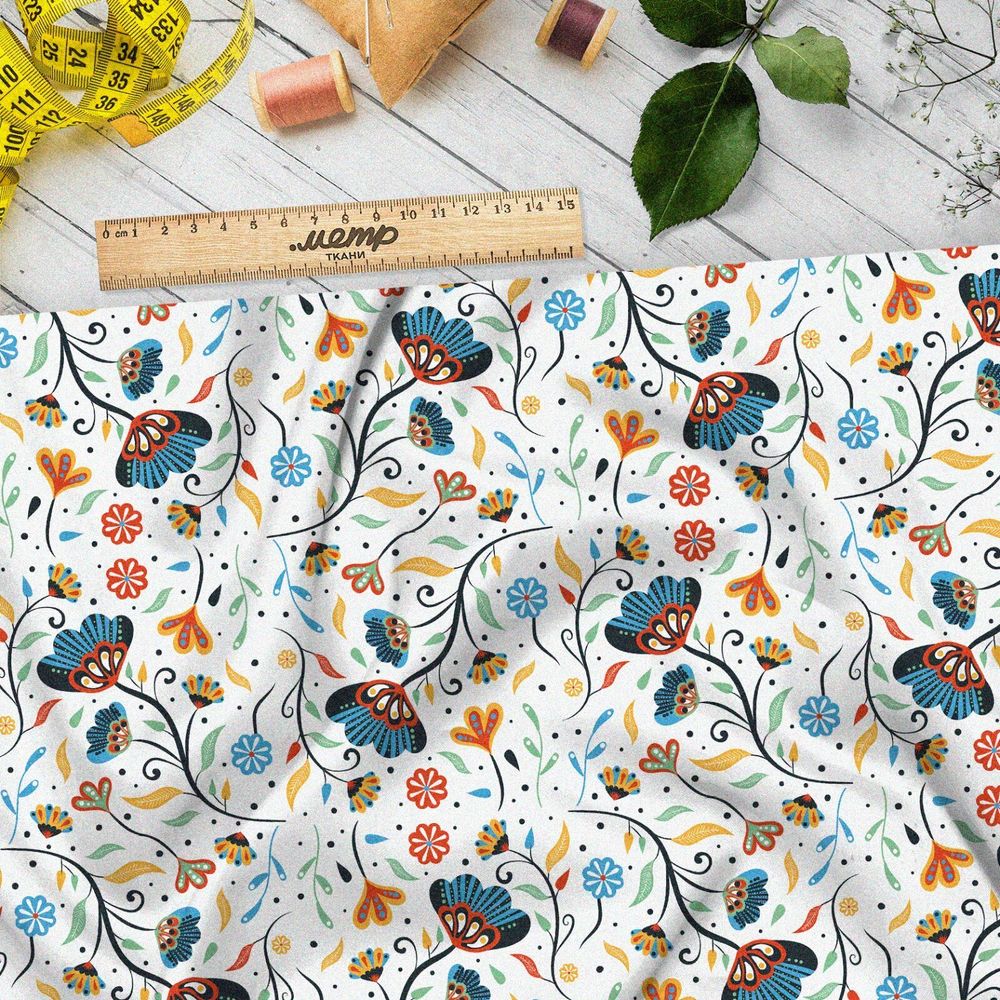 Ткань оксфорд 600 классический цветочный орнамент