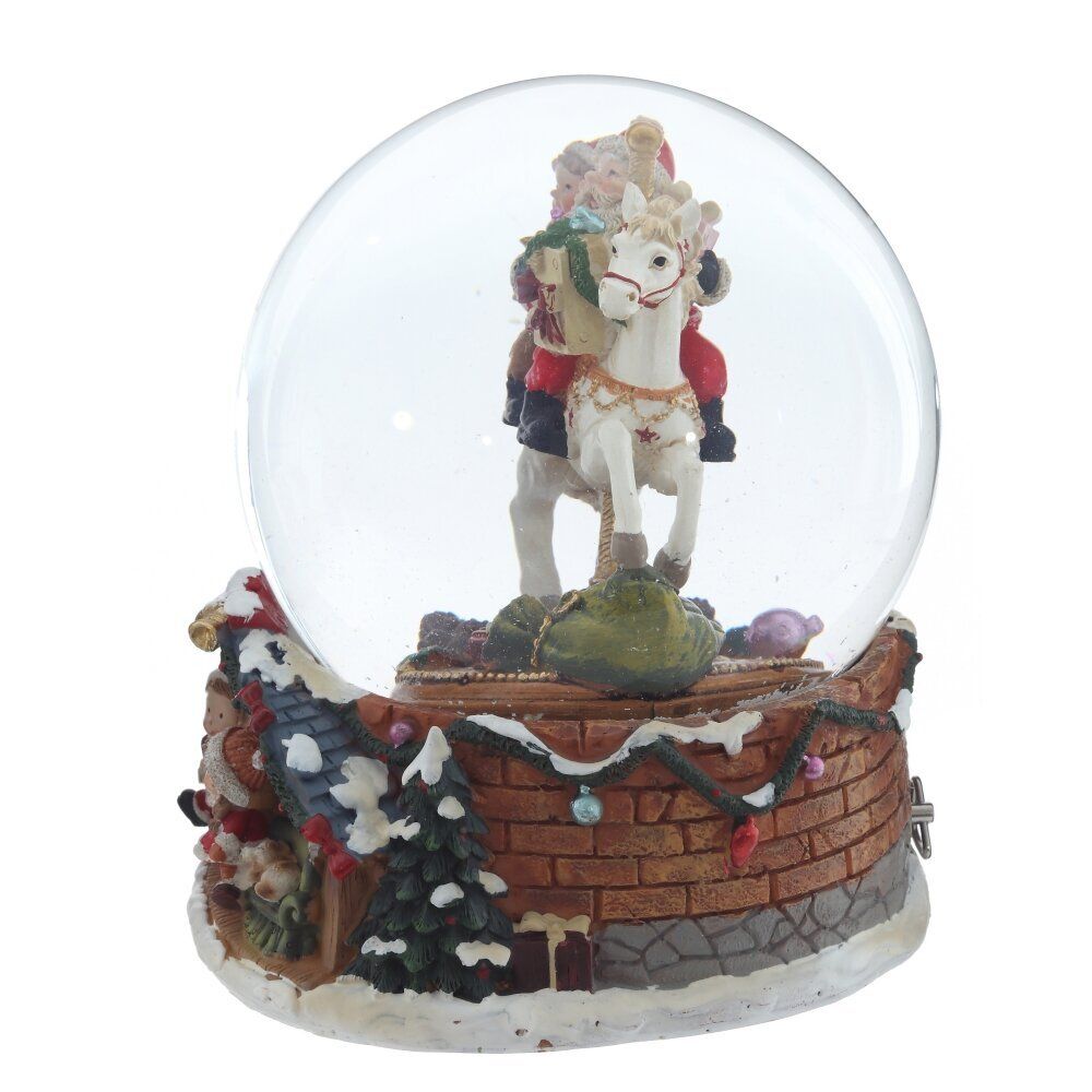GAEM Фигурка декоративная "Дед Мороз на лошадке" в стекл шаре (ключ,муз), D 14 см, L15 W16 H18,5 см