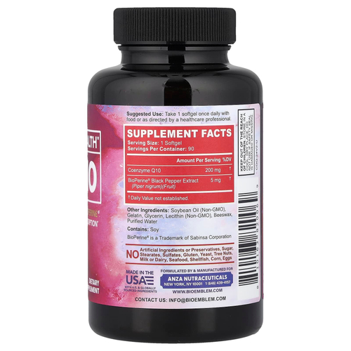 BioEmblem, коэнзим Q10 с BioPerine®, 90 капсул