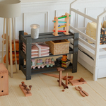 Стеллаж деревянный обувница 50 см для игрушек и для книг Альберт напольный, серый бейц / на балкон, для кухни, для рассады из массива сосны