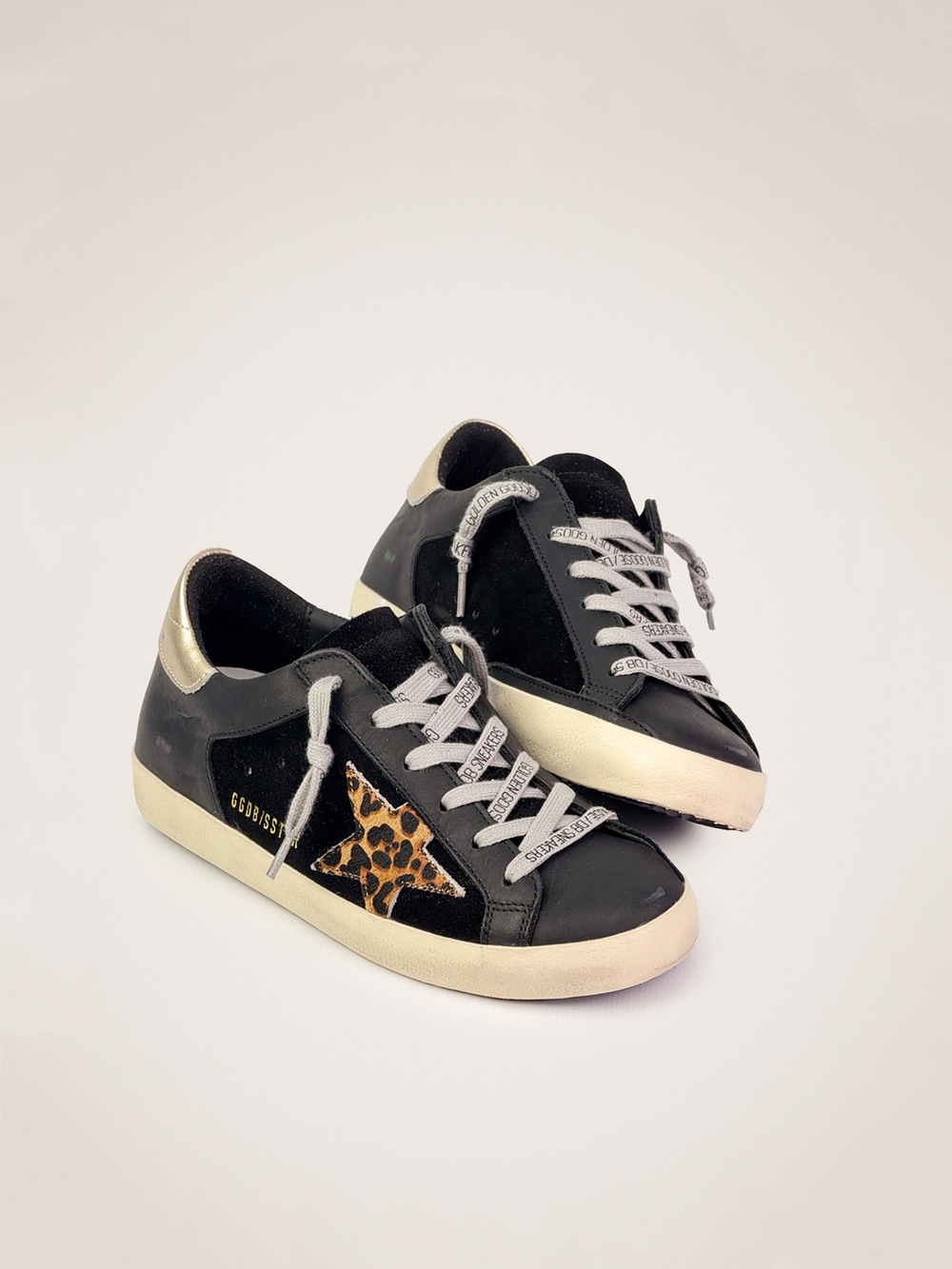 Super Star with leopard print pony skin star and gold heel tab