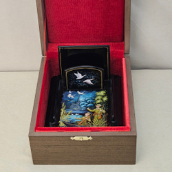 Подставка для блока для записей ручной росписью Палех "Охотник"