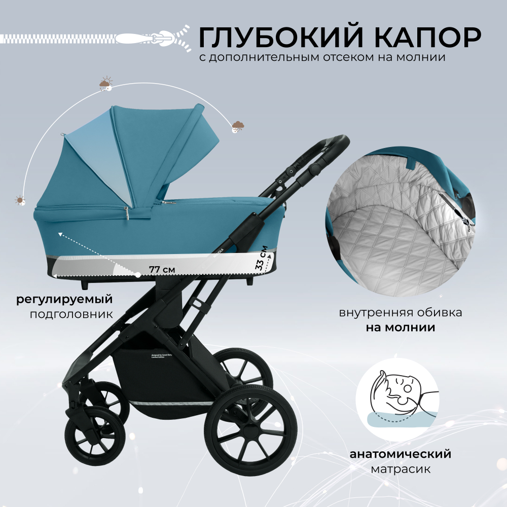 Коляска 2в1 Sweet Baby Nuvola Ocean Green (Air)