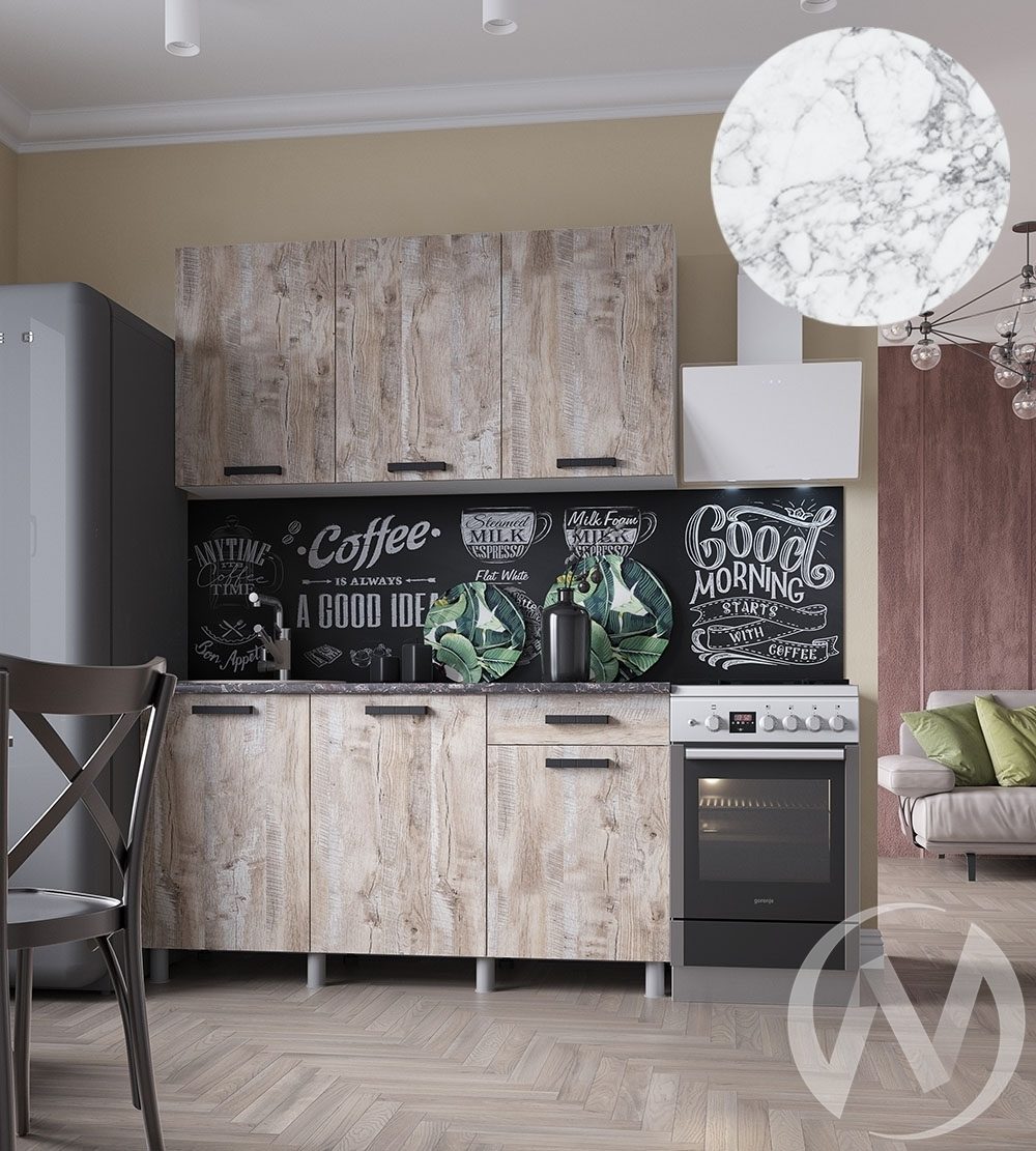 Кухня Элиана 1.5м (корпус белый/дуб юкон) 38мм мрамор итальянский