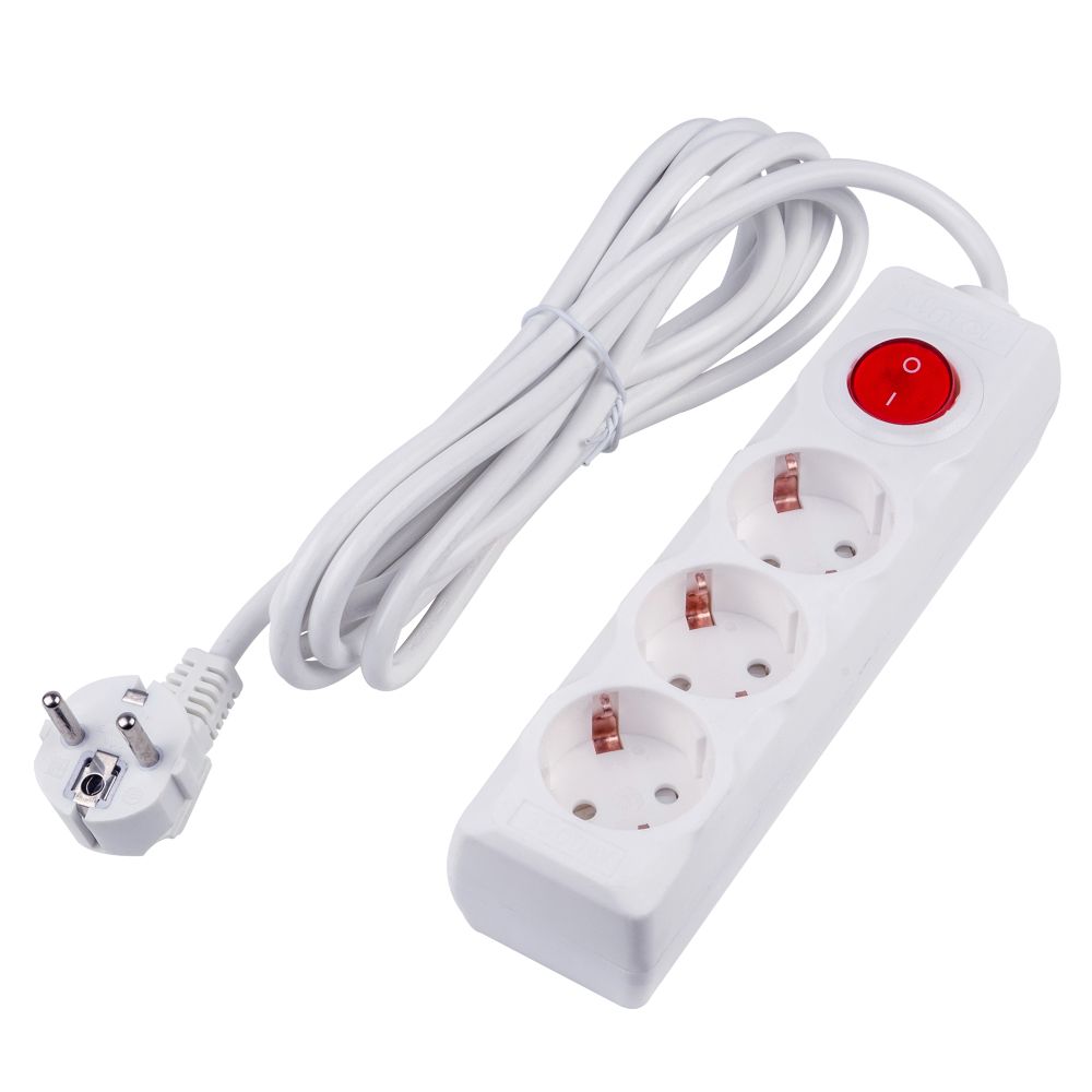 S-GCU3-3B WHITE Удлинитель серии Ultra. шнур 3м.. 3 гнезда. 16A. с-з. Белый. TM Uniel