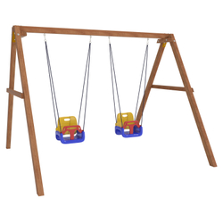 Деревянные качели с 2-мя качелями со спинкой