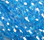 БО007ДС68 Хрустальные бусины-овалы, цвет: ярко-голубой AB прозрачный, размер 6х8 мм, кол-во: 25 шт.