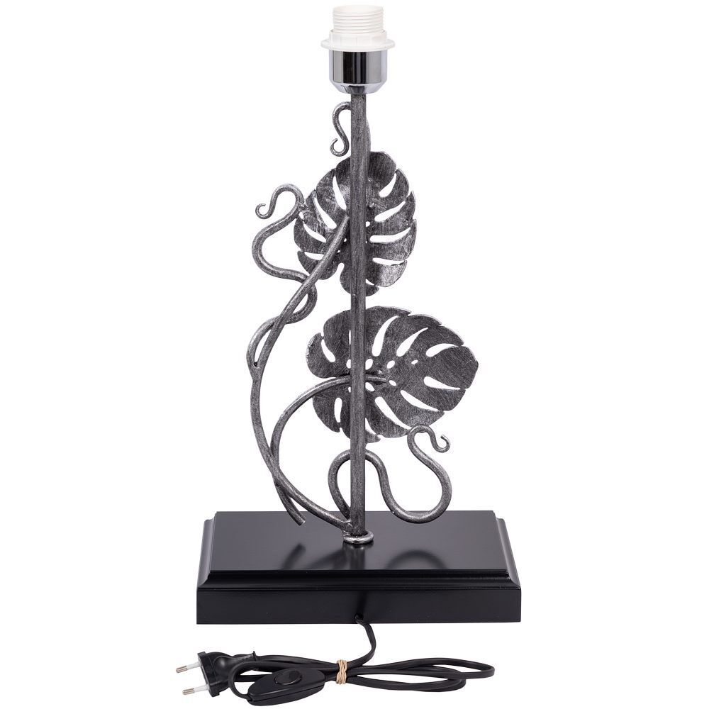 Настольная лампа Monstera Deliciosa (Монстера) Черный Античное серебро с абажуром Vintage Белый