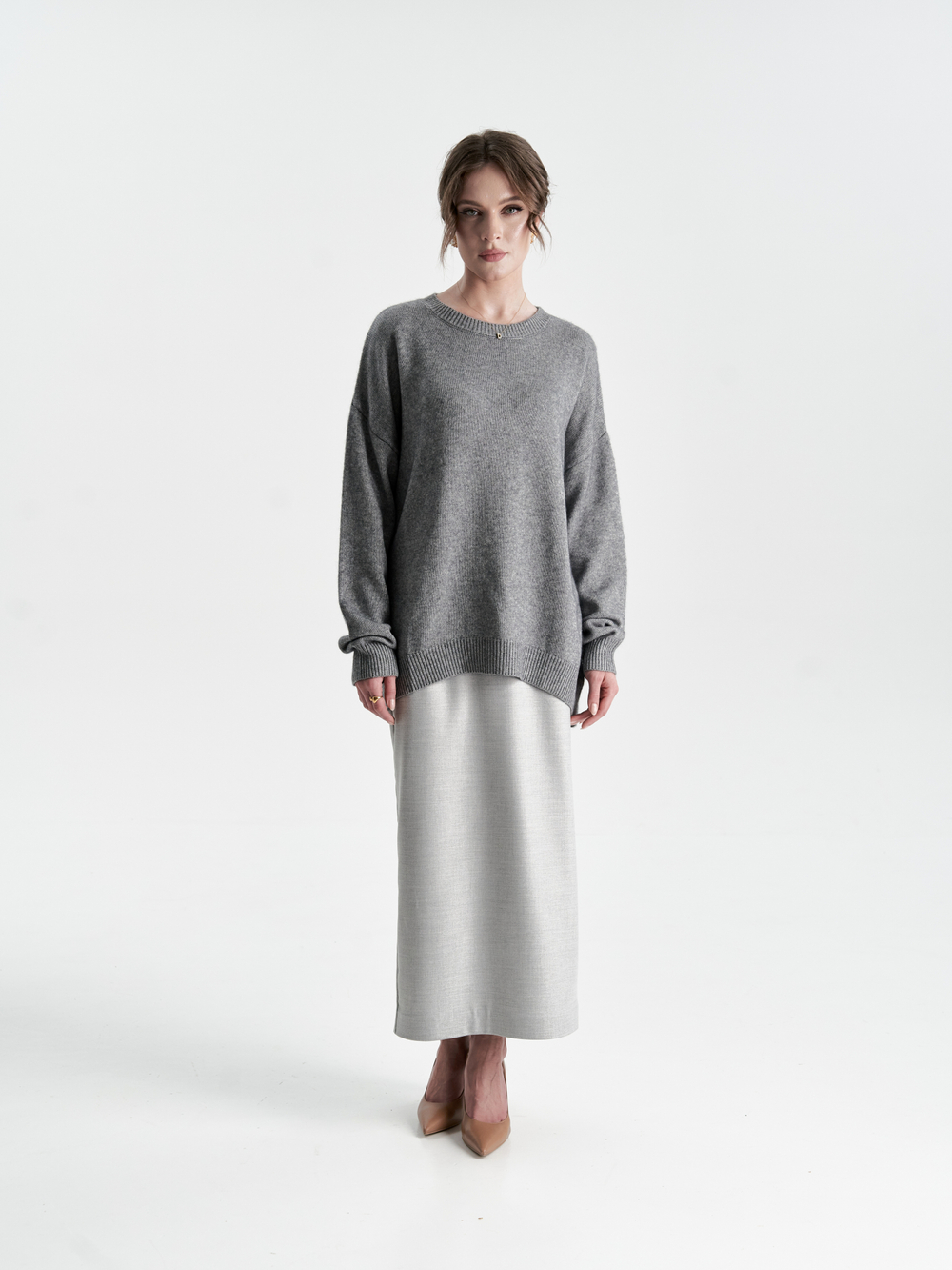 Свитер из мериноса и кашемира в сером цвете