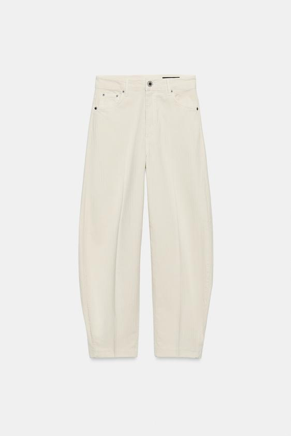 ZARA ЗАУЖЕННЫЕ ДЖИНСЫ С ВЫСОКОЙ ПОСАДКОЙ — ZW COLLECTION, ЦВЕТ СЛИВОЧНОГО МАСЛА