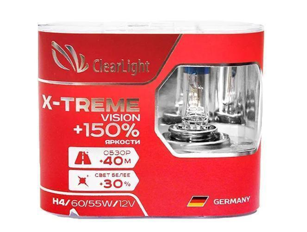 Лампа 12 В H4 60/55 Вт X-treme Vision +150% Light 2 шт. ClearLight MLH4XTV150