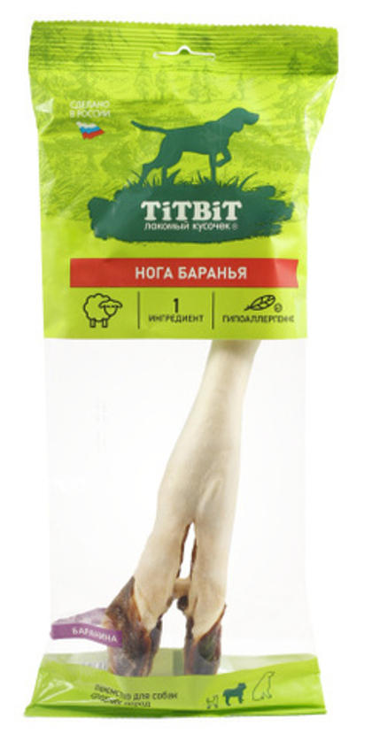 TITBIT Лакомство для собак Нога баранья, мягкая упаковка, 85 г