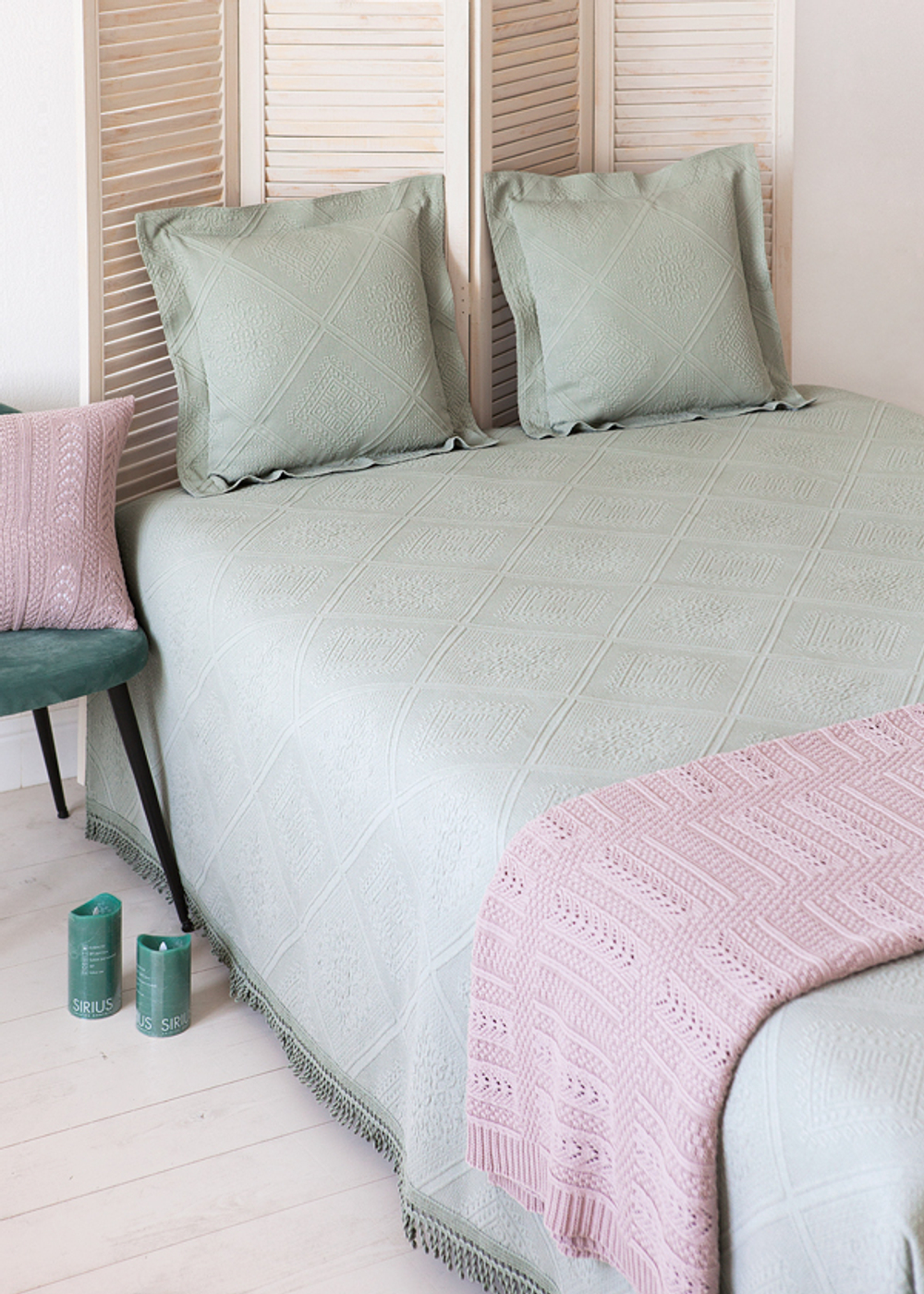 Наволочка декоративная 47х47 Luxberry Alice зеленая Португалия фото