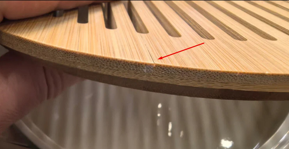 243051.3Y3 УЦЕНКА Чабань "Японский чай" h=4,3см, d=22см, бамбук/керамика натуральный/черный