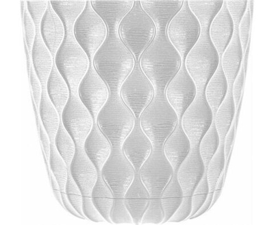 Кашпо InGreen Wave, с дренажной сеткой и съемным поддоном, 2.5л, 17.5x17.5x16см, белоснежный жасмин